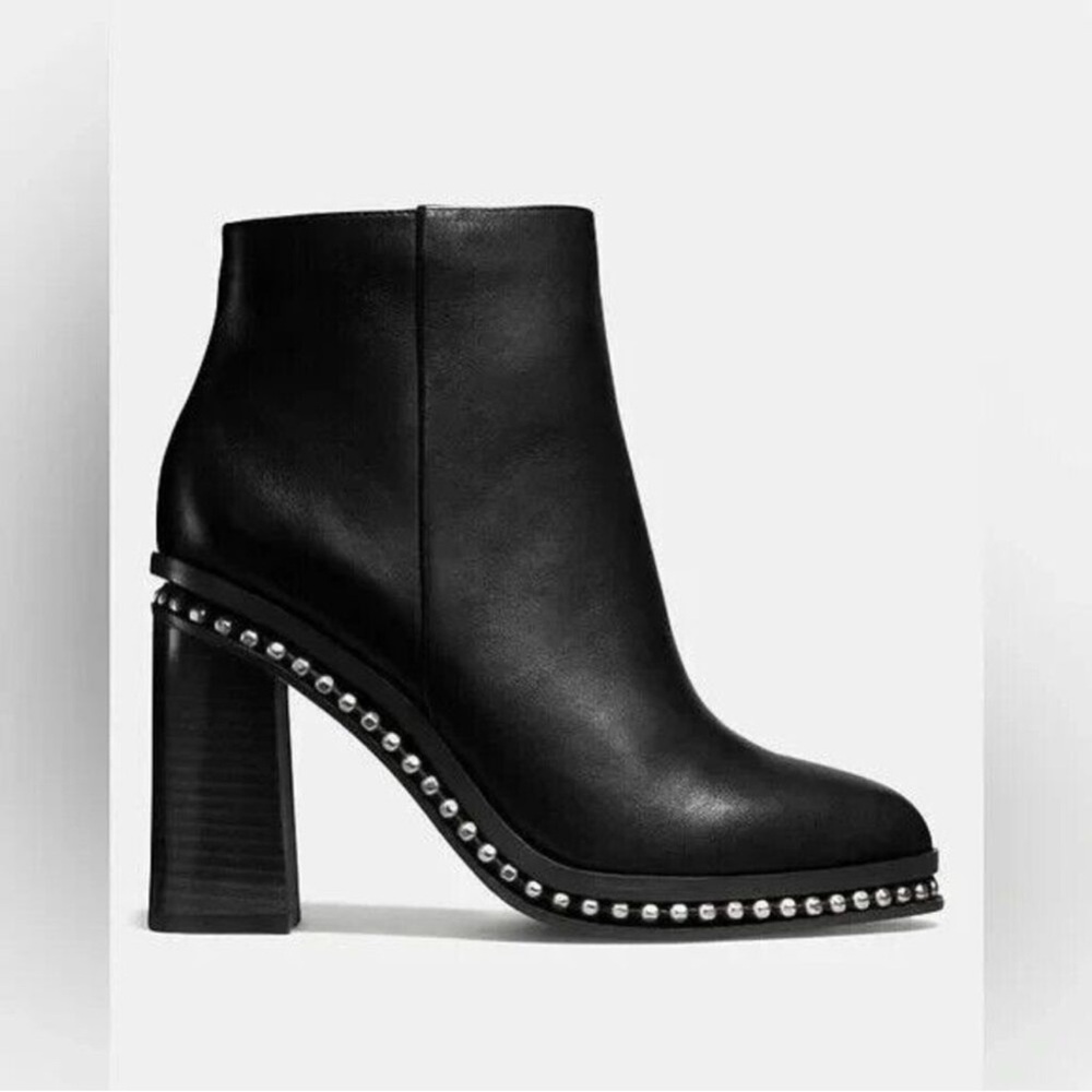 Coach Black Drea Bead Heeled Boots with Studded Detail